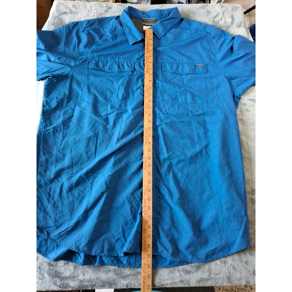 Columbia Mens Omni-Shade Blue Long Sleeve Fishing Hiking Shirt 2XT Tall‎